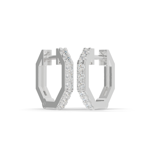 Guru Jewel's Geometric Hexagon Pave Huggie Hoop Earrings for Her