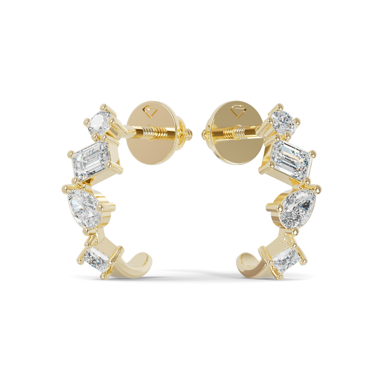 Guru Jewel's Multi Shape Diamond Studded Fascinating Silver Earrings For Her