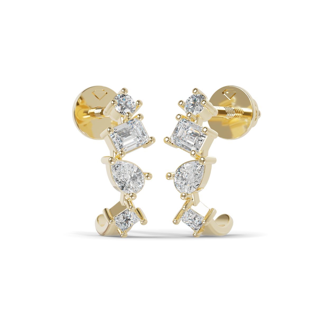 Guru Jewel's Multi Shape Diamond Studded Fascinating Silver Earrings For Her
