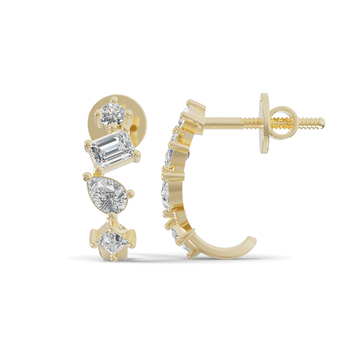Guru Jewel's Multi Shape Diamond Studded Fascinating Silver Earrings For Her