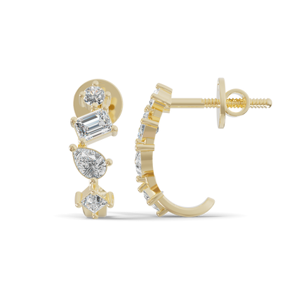 Guru Jewel's Multi Shape Diamond Studded Fascinating Silver Earrings For Her
