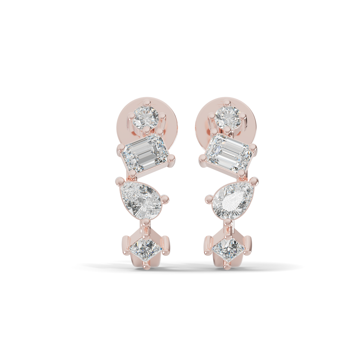 Guru Jewel's Multi Shape Diamond Studded Fascinating Silver Earrings For Her