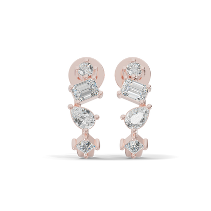 Guru Jewel's Multi Shape Diamond Studded Fascinating Silver Earrings For Her