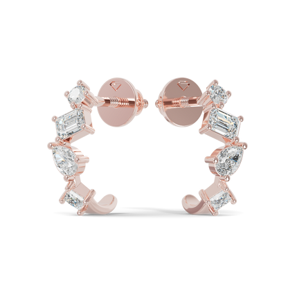 Guru Jewel's Multi Shape Diamond Studded Fascinating Silver Earrings For Her