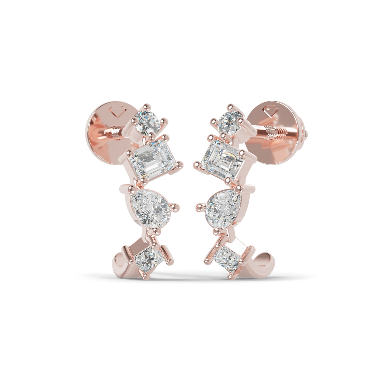 Guru Jewel's Multi Shape Diamond Studded Fascinating Silver Earrings For Her