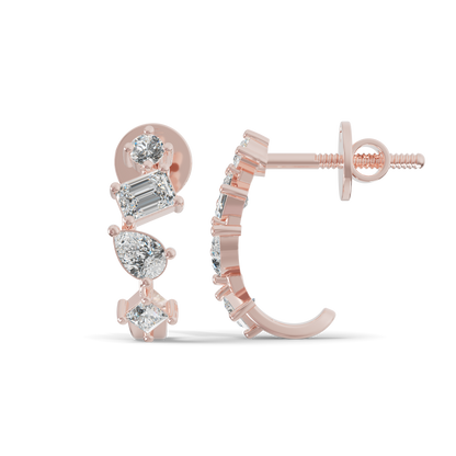 Guru Jewel's Multi Shape Diamond Studded Fascinating Silver Earrings For Her