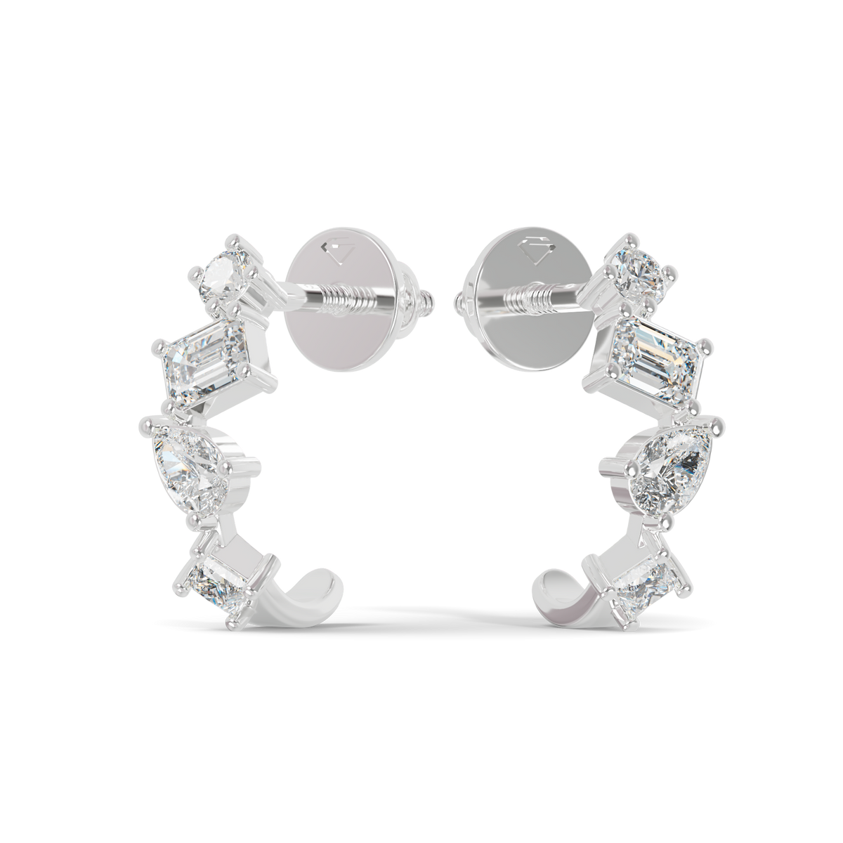 Guru Jewel's Multi Shape Diamond Studded Fascinating Silver Earrings For Her