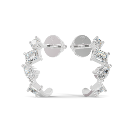 Guru Jewel's Multi Shape Diamond Studded Fascinating Silver Earrings For Her