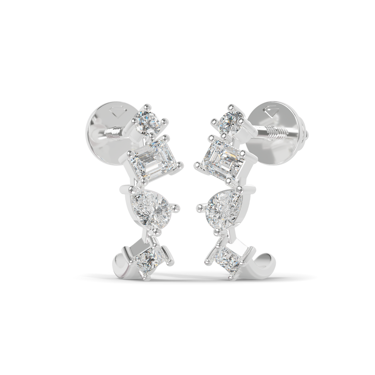 Guru Jewel's Multi Shape Diamond Studded Fascinating Silver Earrings For Her