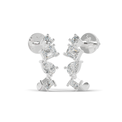 Guru Jewel's Multi Shape Diamond Studded Fascinating Silver Earrings For Her