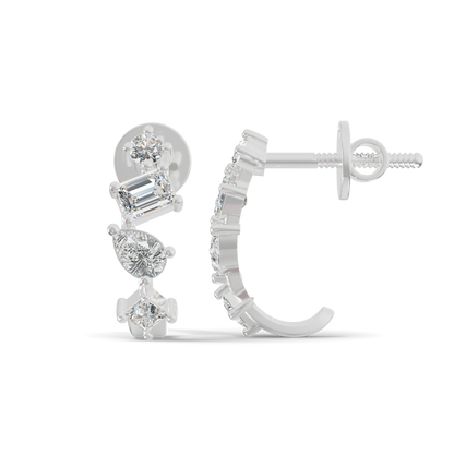 Guru Jewel's Multi Shape Diamond Studded Fascinating Silver Earrings For Her