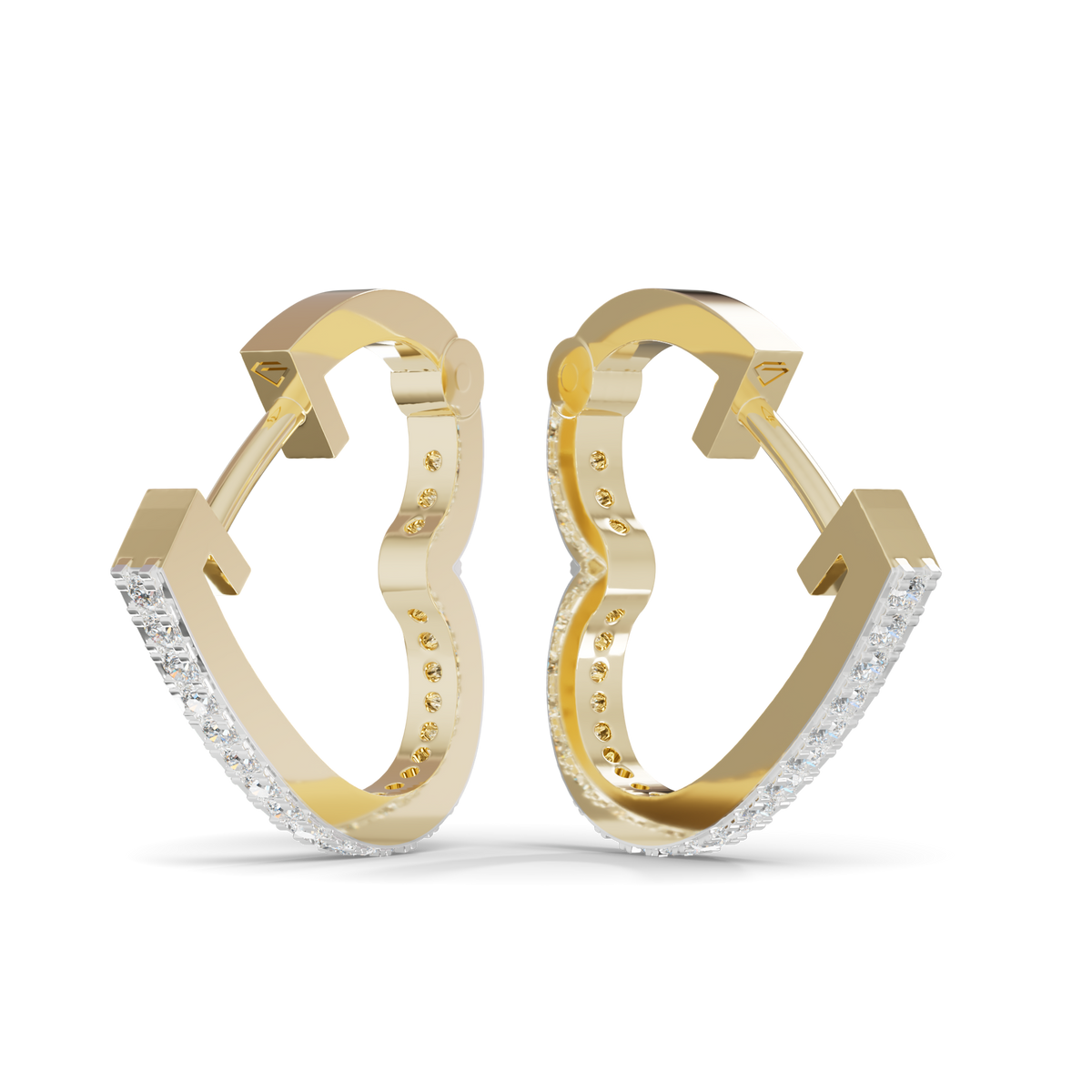 Guru Jewel's Round Diamond Studded Hear Shaped Beautiful Silver Earrings For Her
