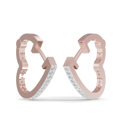 Guru Jewel's Round Diamond Studded Hear Shaped Beautiful Silver Earrings For Her