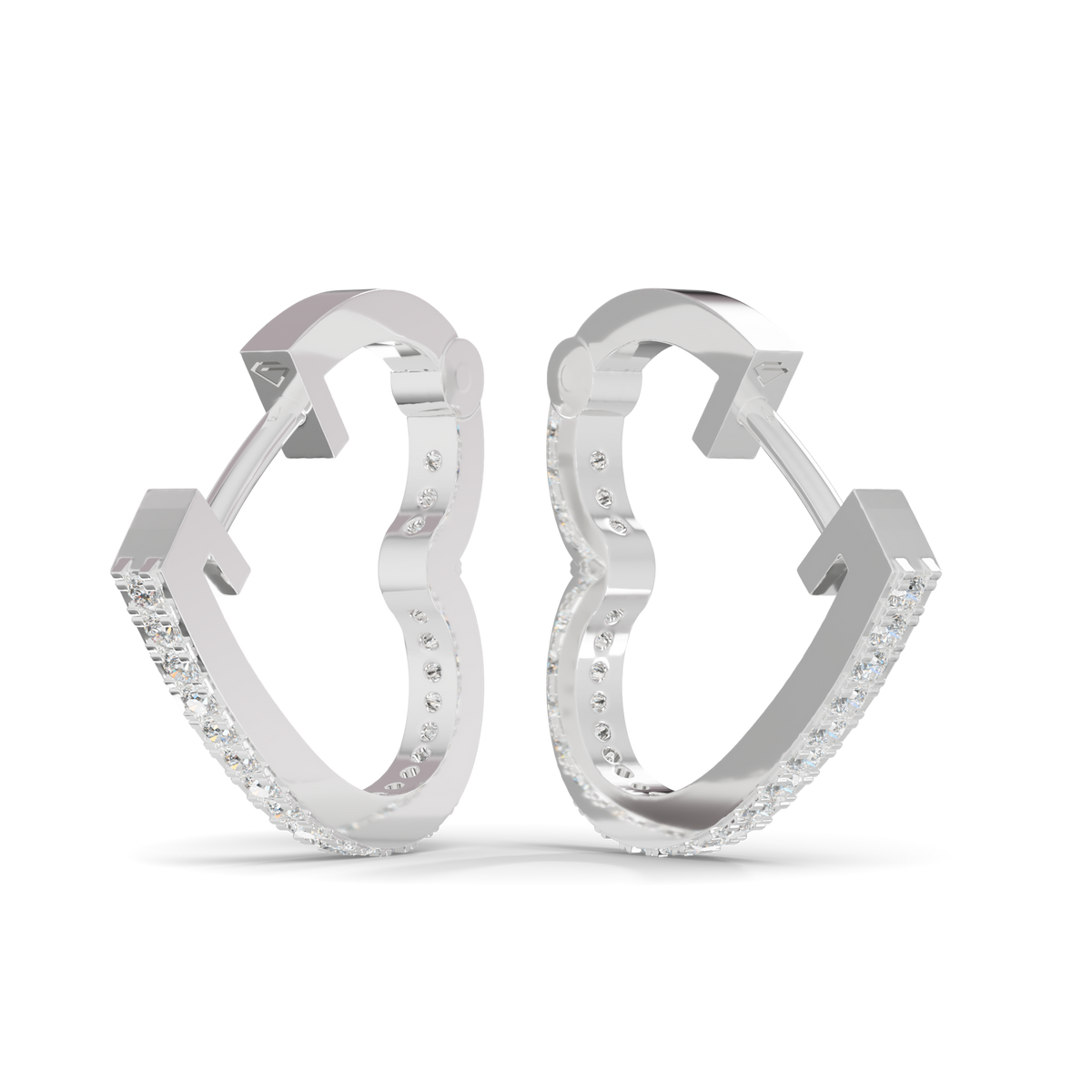 Guru Jewel's Round Diamond Studded Hear Shaped Beautiful Silver Earrings For Her