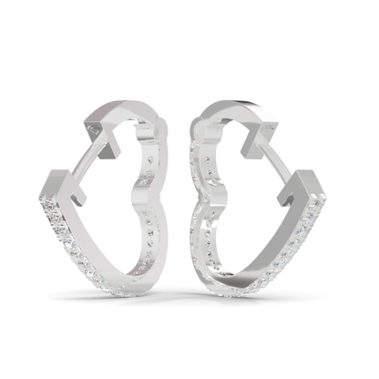 Guru Jewel's Round Diamond Studded Hear Shaped Beautiful Silver Earrings For Her