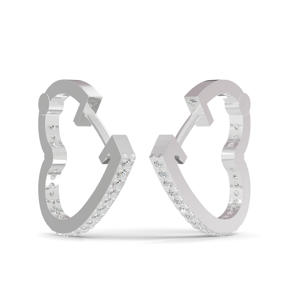 Guru Jewel's Round Diamond Studded Hear Shaped Beautiful Silver Earrings For Her