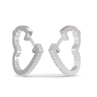 Guru Jewel's Round Diamond Studded Hear Shaped Beautiful Silver Earrings For Her