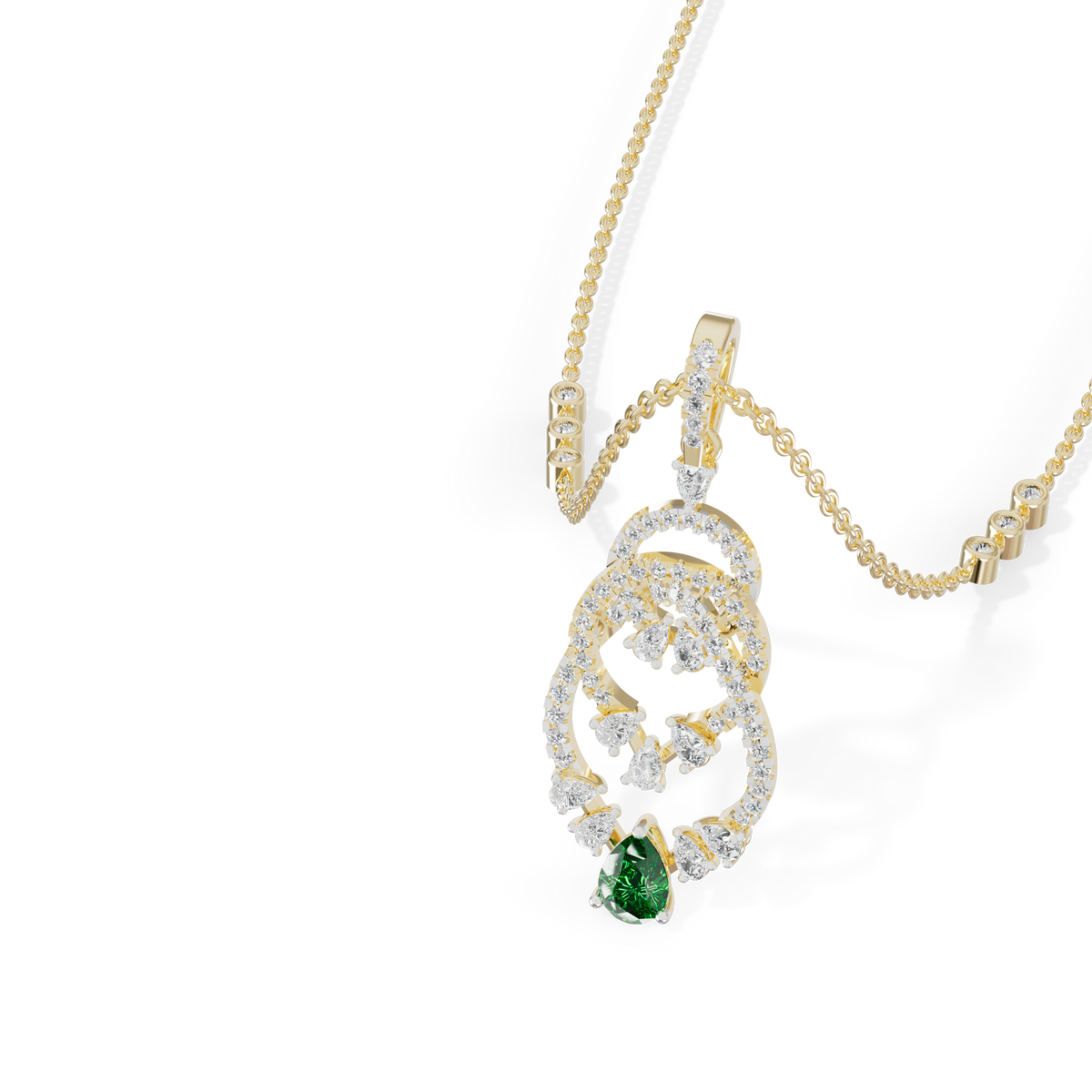 Guru Jewel's  Green Pear Accent with Nested Hoop Pendant for Her