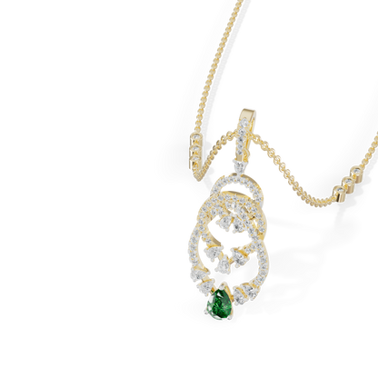 Guru Jewel's  Green Pear Accent with Nested Hoop Pendant for Her
