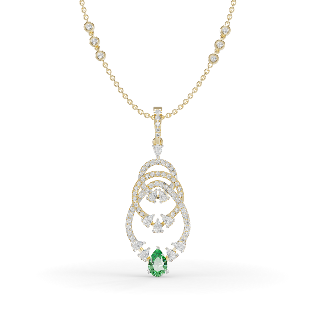 Guru Jewel's  Green Pear Accent with Nested Hoop Pendant for Her