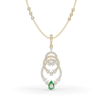 Guru Jewel's  Green Pear Accent with Nested Hoop Pendant for Her
