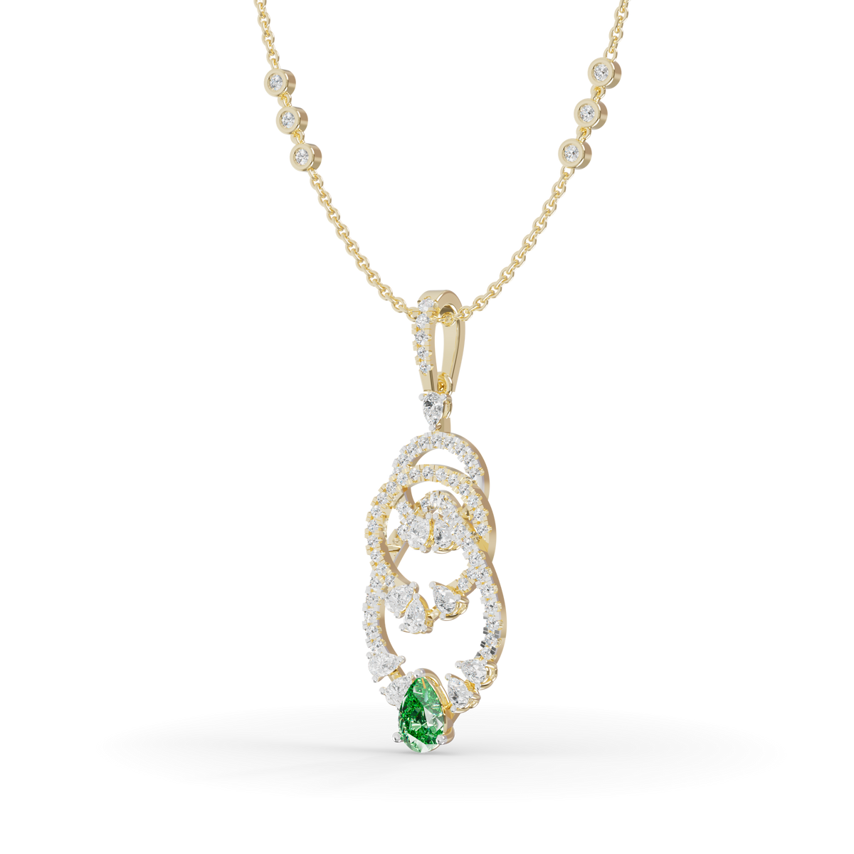 Guru Jewel's  Green Pear Accent with Nested Hoop Pendant for Her