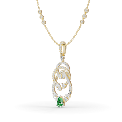 Guru Jewel's  Green Pear Accent with Nested Hoop Pendant for Her