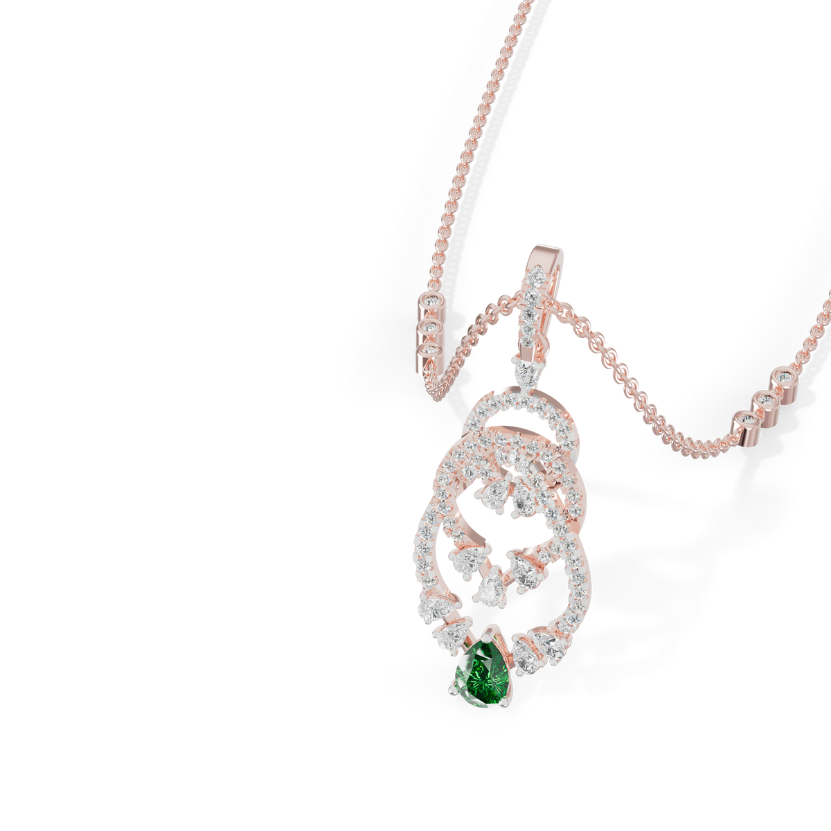 Guru Jewel's  Green Pear Accent with Nested Hoop Pendant for Her