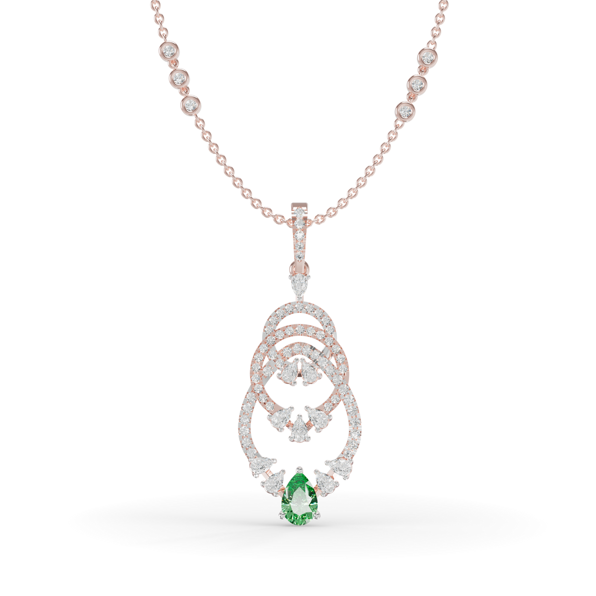 Guru Jewel's  Green Pear Accent with Nested Hoop Pendant for Her