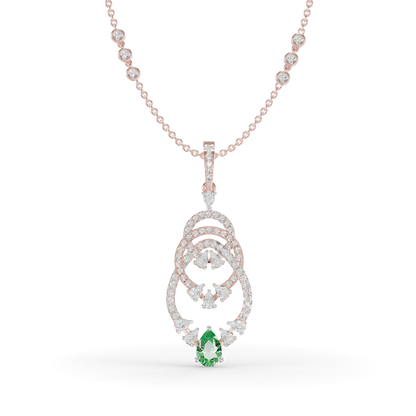 Guru Jewel's  Green Pear Accent with Nested Hoop Pendant for Her