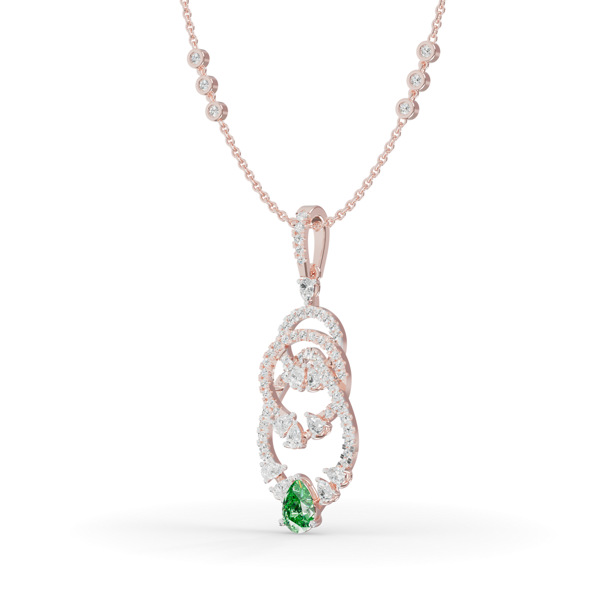 Guru Jewel's  Green Pear Accent with Nested Hoop Pendant for Her