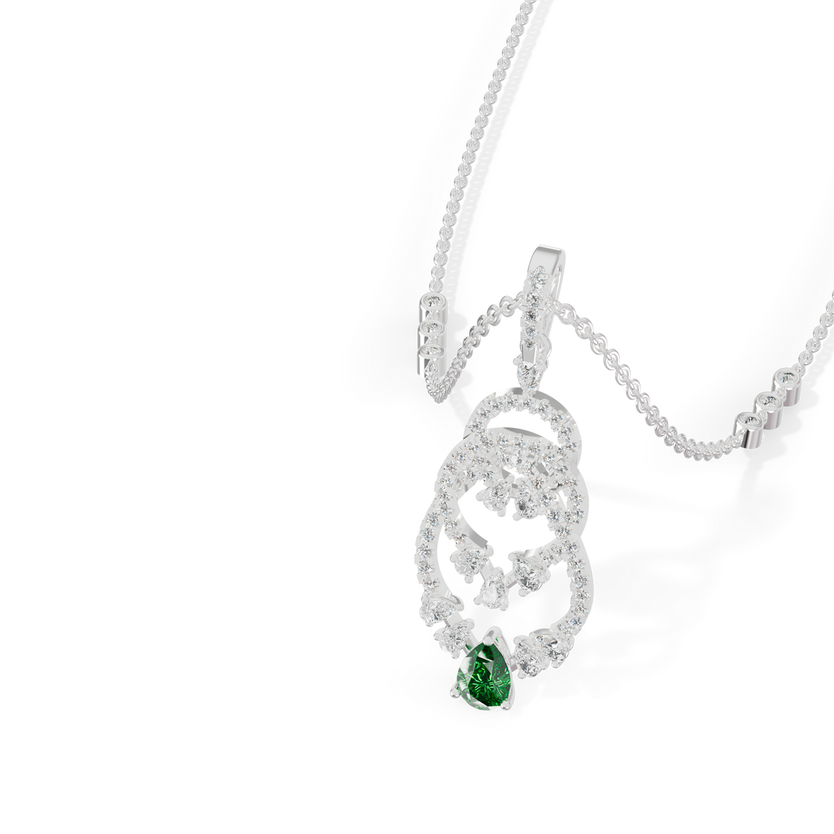 Guru Jewel's  Green Pear Accent with Nested Hoop Pendant for Her