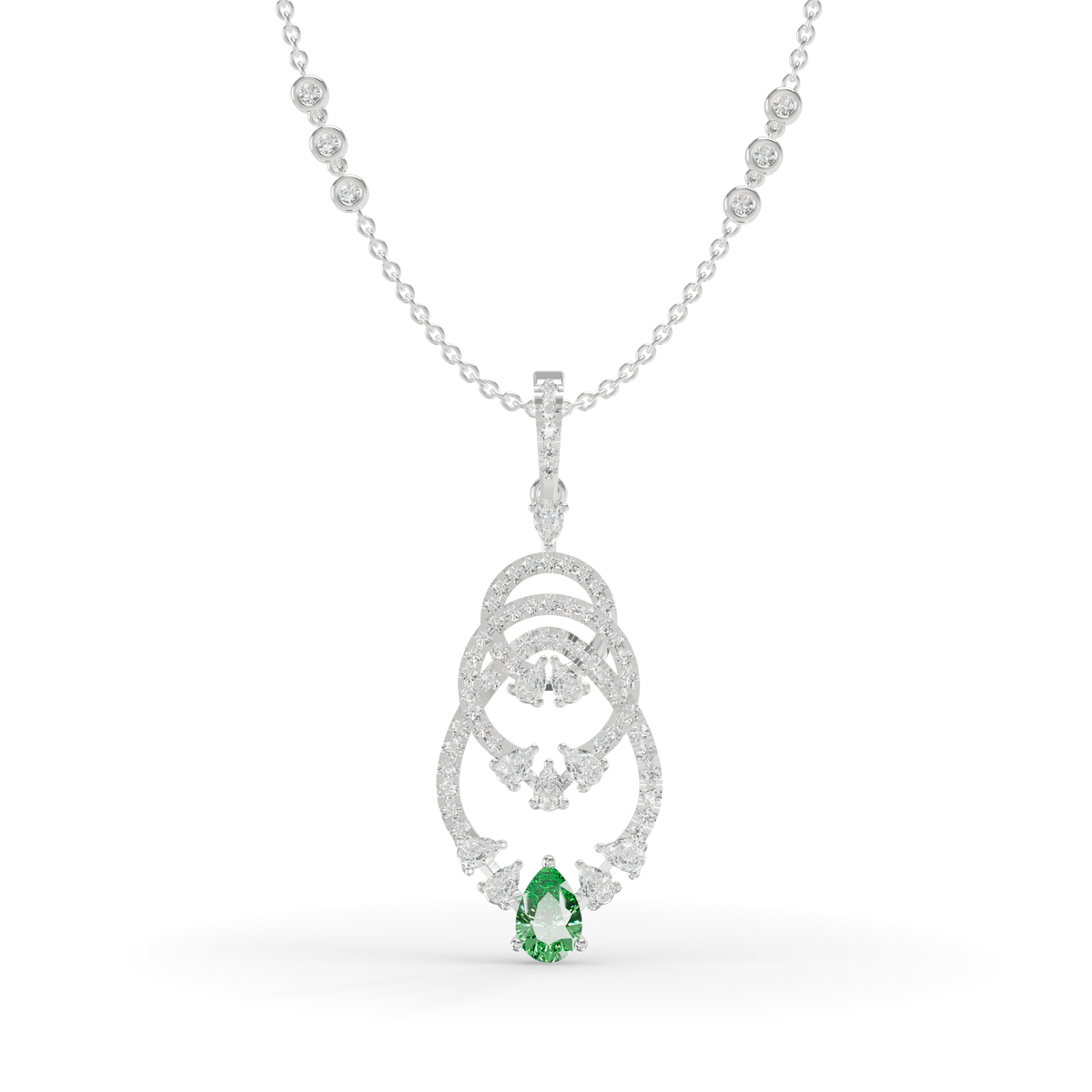 Guru Jewel's  Green Pear Accent with Nested Hoop Pendant for Her