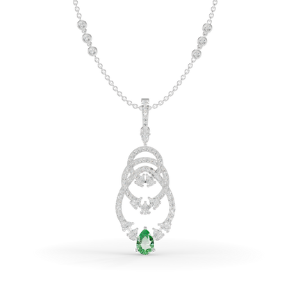 Guru Jewel's  Green Pear Accent with Nested Hoop Pendant for Her
