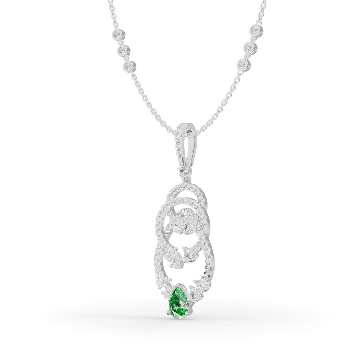 Guru Jewel's  Green Pear Accent with Nested Hoop Pendant for Her