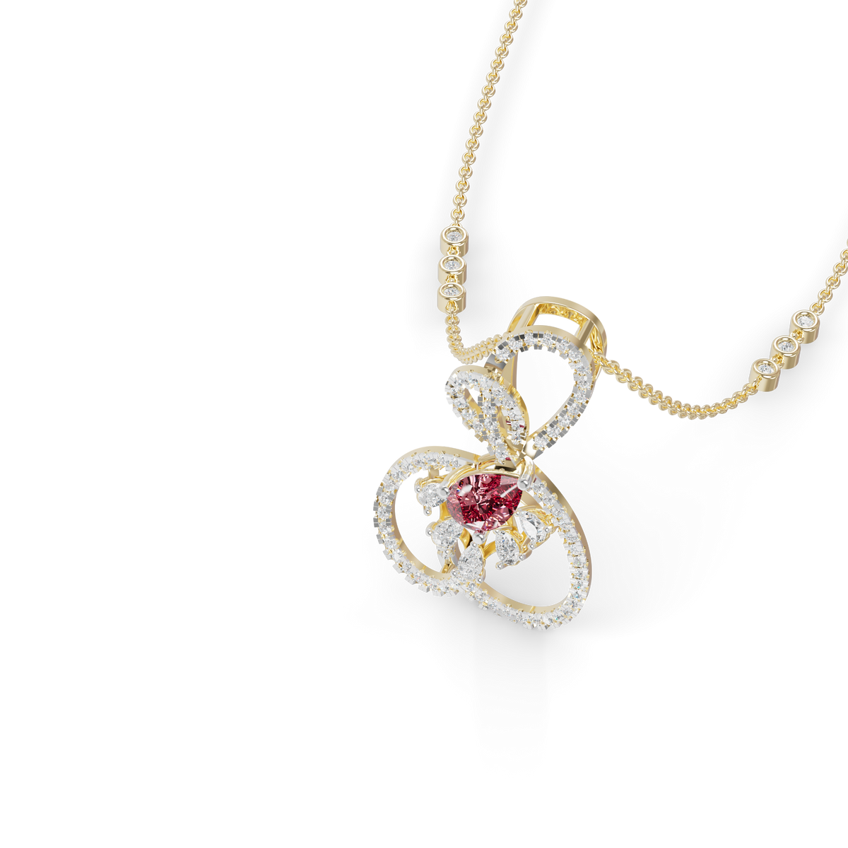 Guru Jewel's Pear-Cut Red Stone with Interlocking Loop Pendant for Her