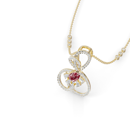 Guru Jewel's Pear-Cut Red Stone with Interlocking Loop Pendant for Her