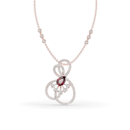 Guru Jewel's Pear-Cut Red Stone with Interlocking Loop Pendant for Her