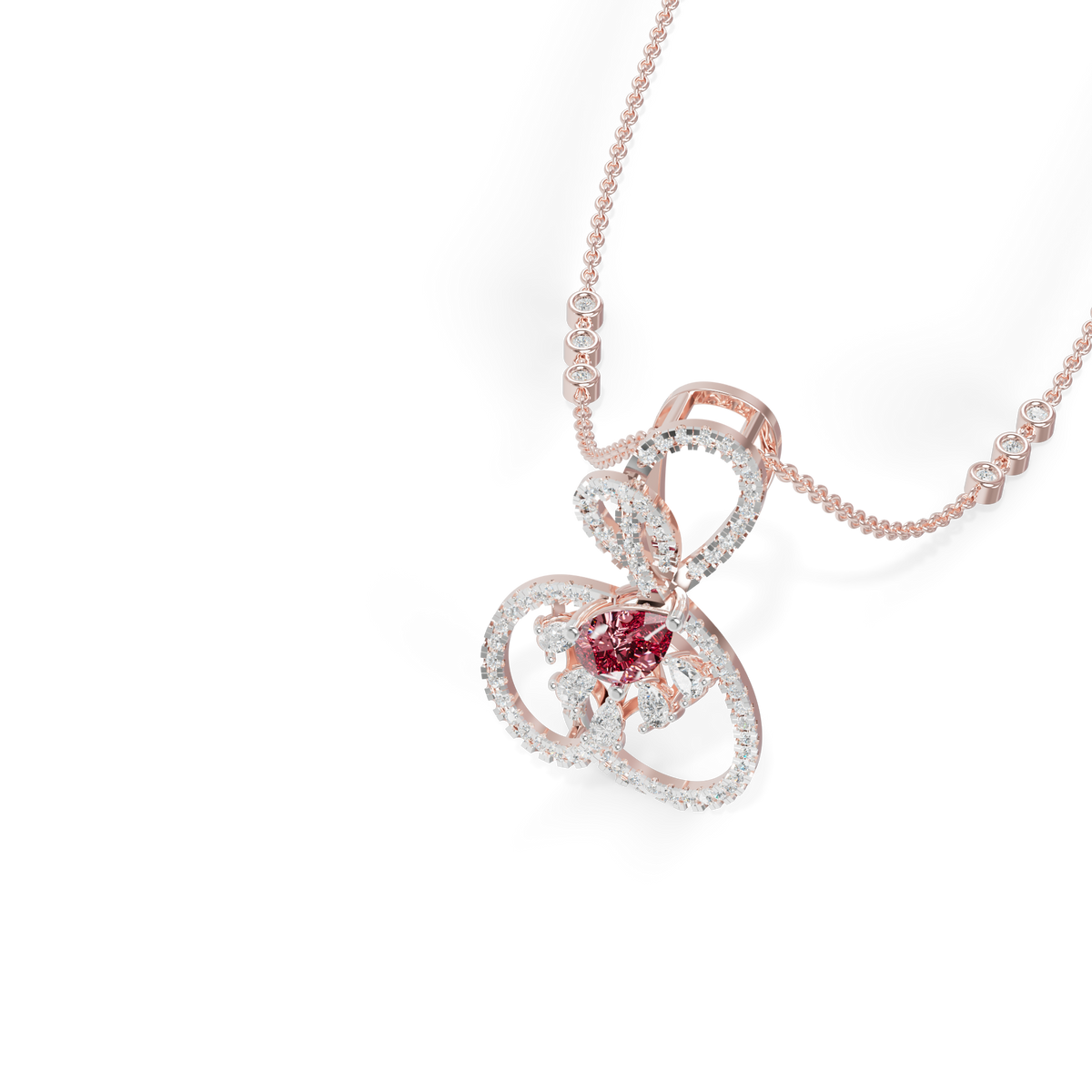 Guru Jewel's Pear-Cut Red Stone with Interlocking Loop Pendant for Her