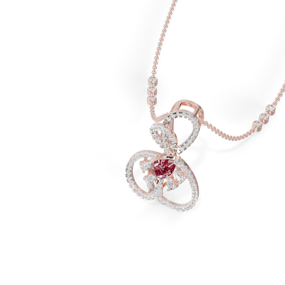 Guru Jewel's Pear-Cut Red Stone with Interlocking Loop Pendant for Her