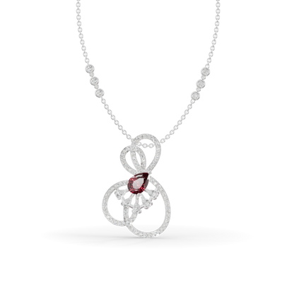 Guru Jewel's Pear-Cut Red Stone with Interlocking Loop Pendant for Her