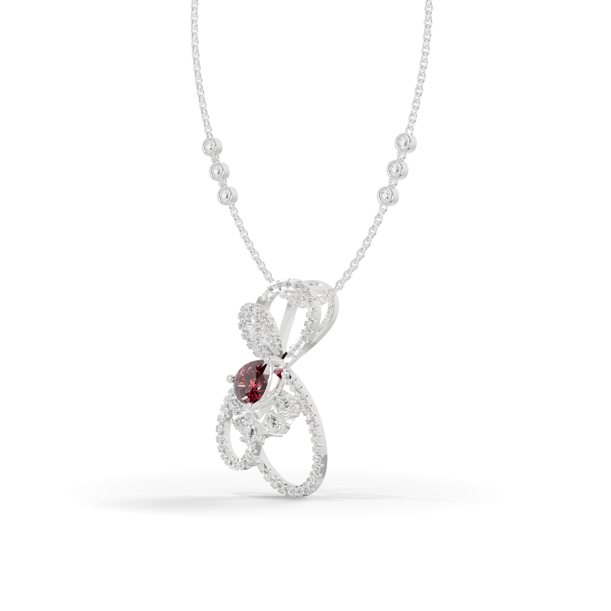 Guru Jewel's Pear-Cut Red Stone with Interlocking Loop Pendant for Her