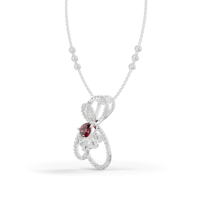 Guru Jewel's Pear-Cut Red Stone with Interlocking Loop Pendant for Her