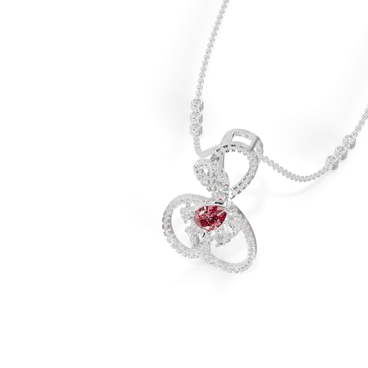 Guru Jewel's Pear-Cut Red Stone with Interlocking Loop Pendant for Her