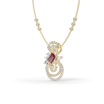 Guru Jewel's Pinkish-Red Center Stone  with Swirling Loop Pendant for Her
