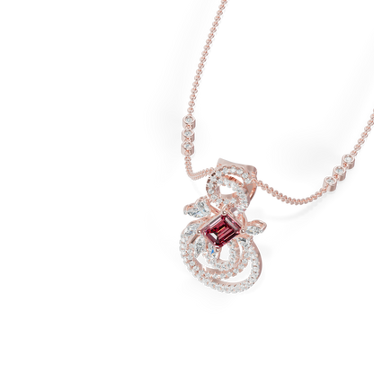 Guru Jewel's Pinkish-Red Center Stone  with Swirling Loop Pendant for Her