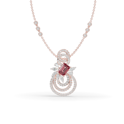 Guru Jewel's Pinkish-Red Center Stone  with Swirling Loop Pendant for Her