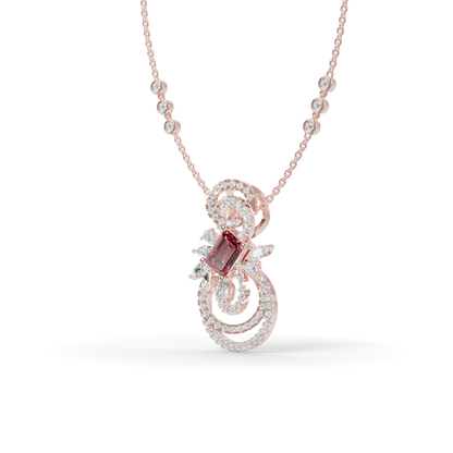 Guru Jewel's Pinkish-Red Center Stone  with Swirling Loop Pendant for Her