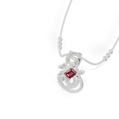Guru Jewel's Pinkish-Red Center Stone  with Swirling Loop Pendant for Her