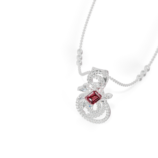 Guru Jewel's Pinkish-Red Center Stone  with Swirling Loop Pendant for Her